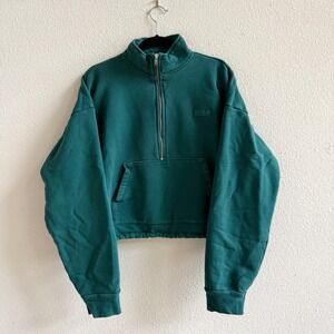 Set Active Quarter Zip Pullover Womens Large Green Good Cropped Athleisure